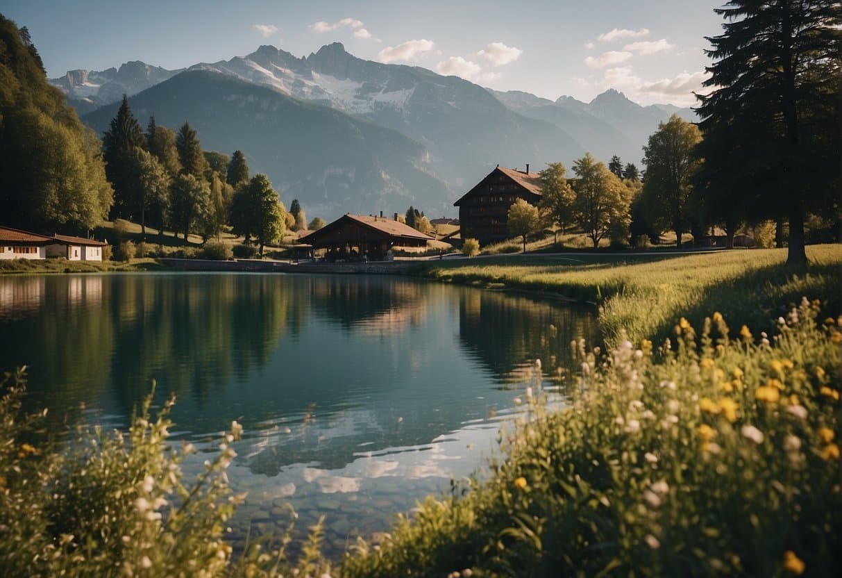 A serene landscape in the Swiss canton of Geneva, showcasing sustainable tourism practices and natural beauty