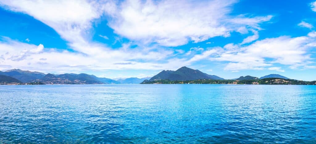 Maggiore lake panoramic view from Arona. Piedmont Italy
